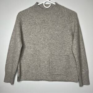 100% Pure Cashmere Cozy Gray Beige  Sweater with Pocket